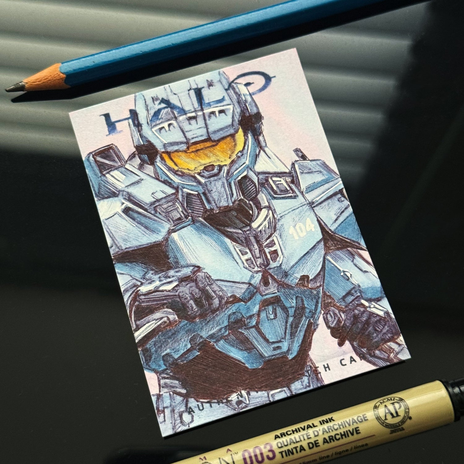 Premium Halo art card showcasing Entransing’s original Frederic‑104 illustration.