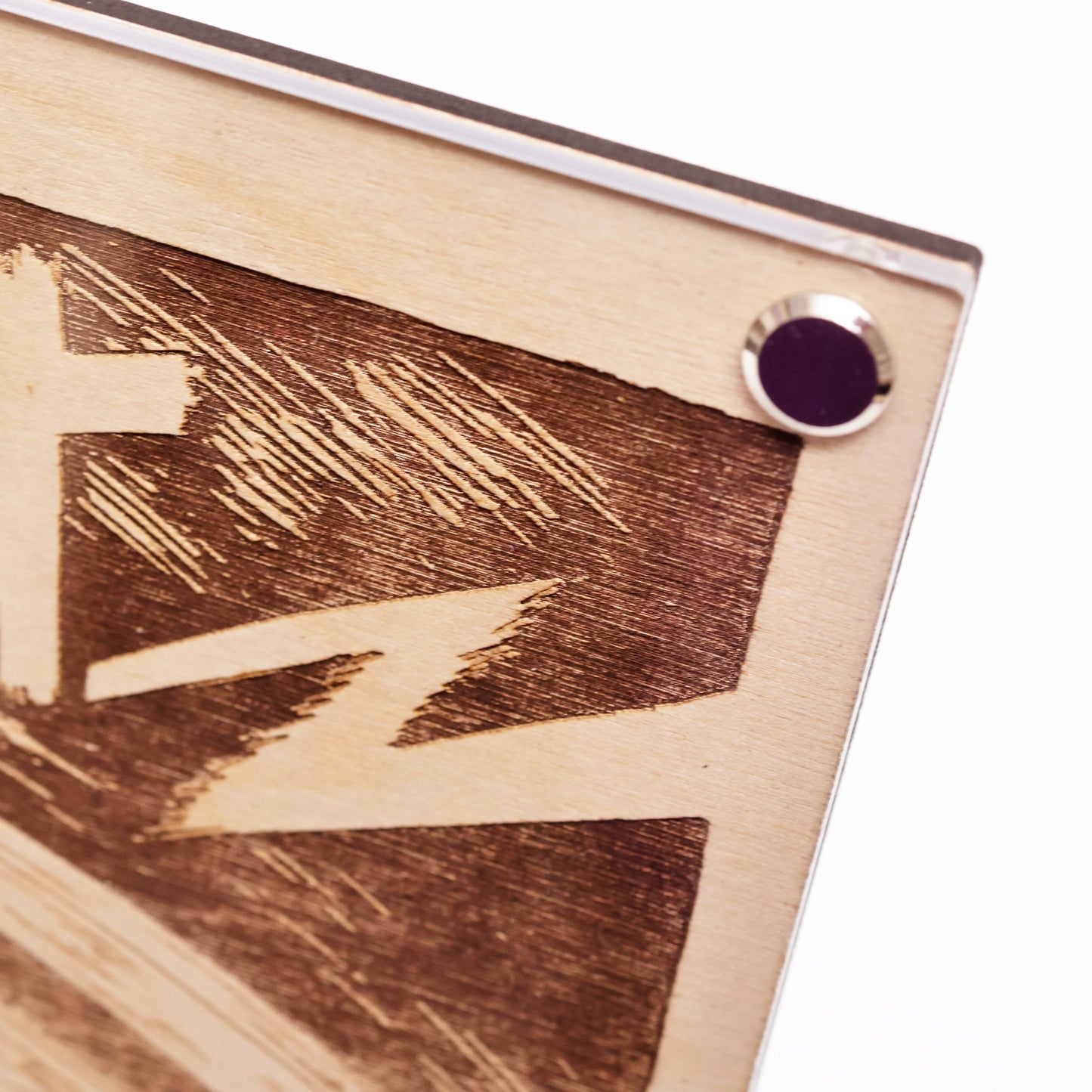 Upper right corner closeup of initial D inspired laser engraved artwork of GTR R32 drift racing AE86 in manga style.