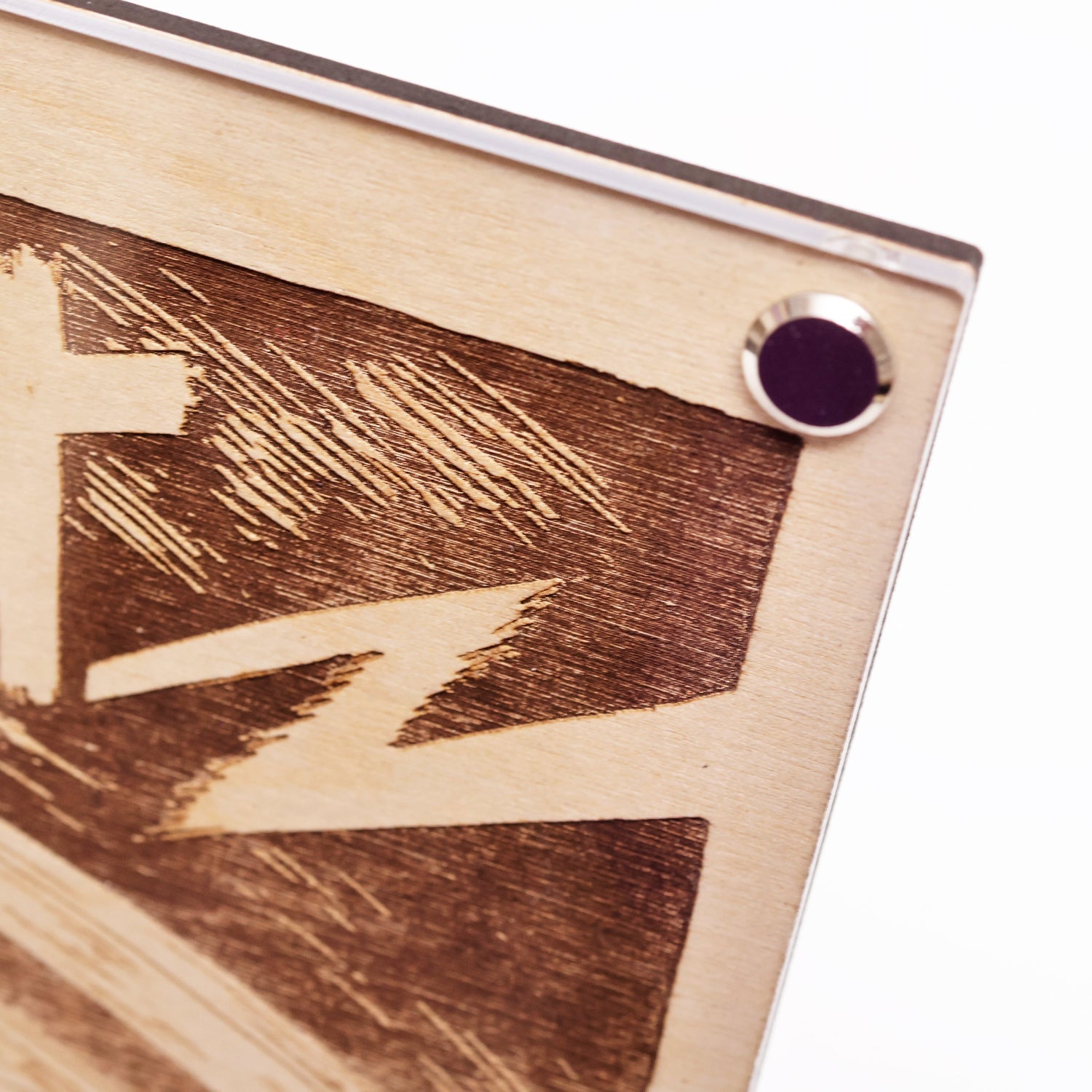 Upper right corner closeup of initial D inspired laser engraved artwork of GTR R32 drift racing AE86 in manga style.