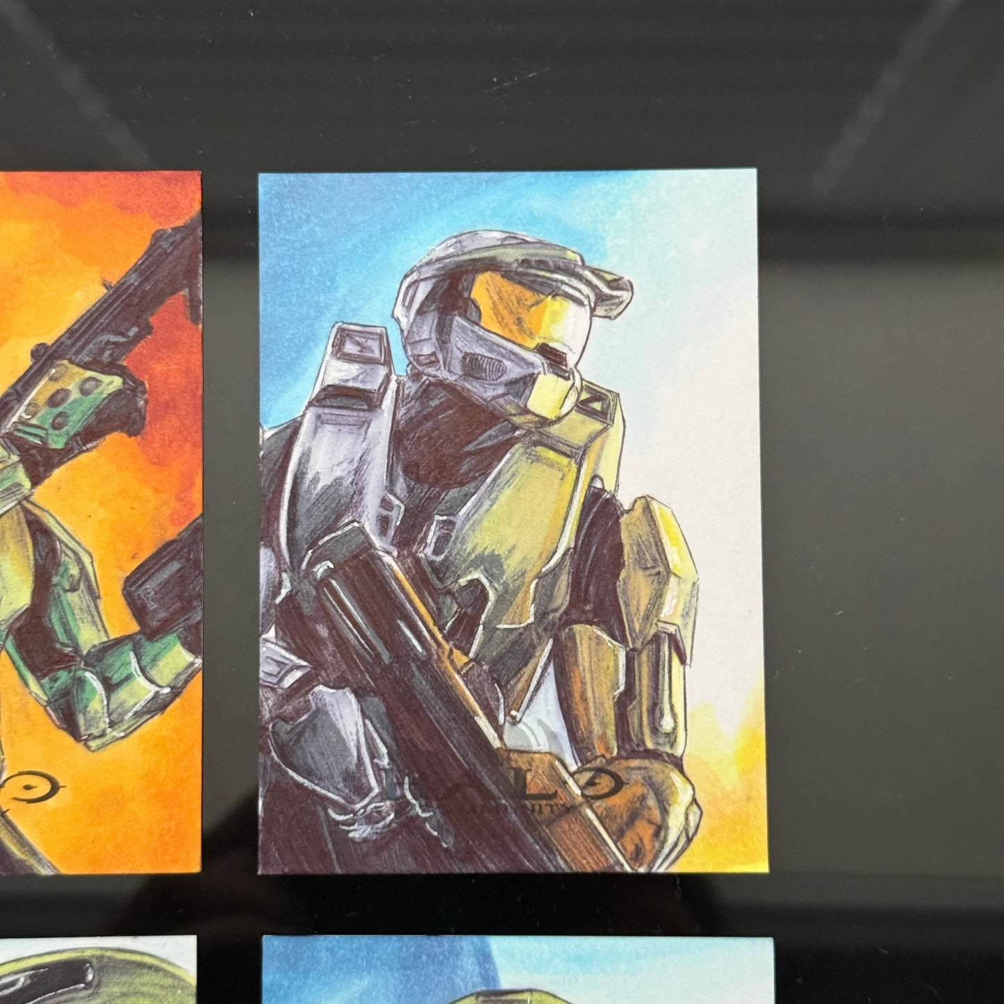 Unique Halo anniversary card collection with intricate hand‑drawn Master Chief illustration.