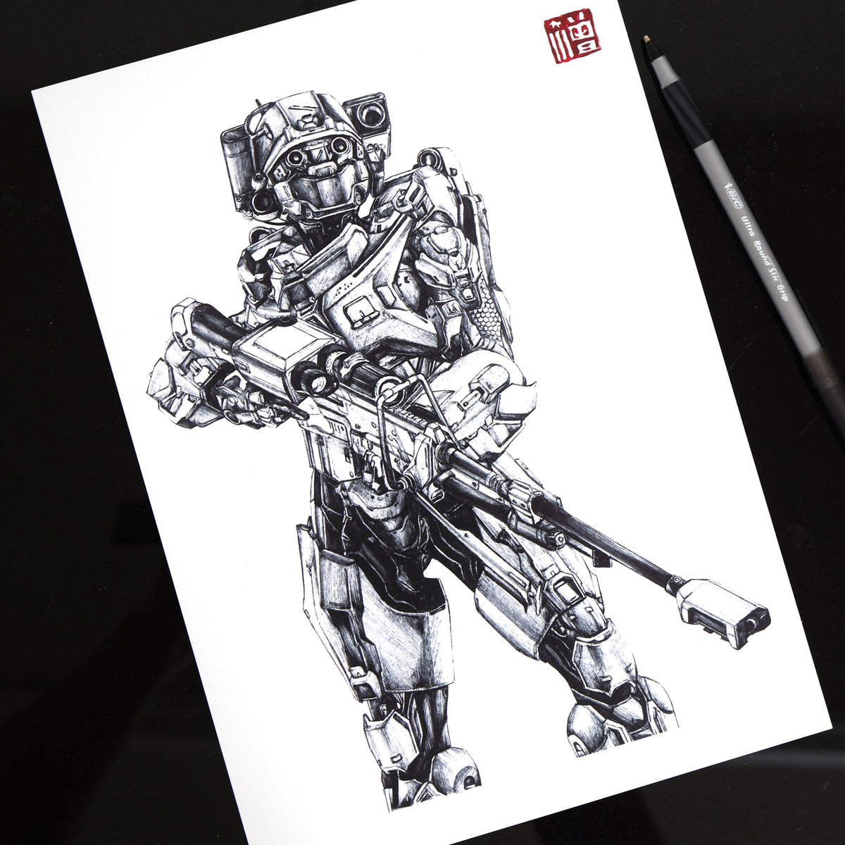 Halo Fan Art – Linda‑058 Blue Team Portrait Print – Artysn Studio
