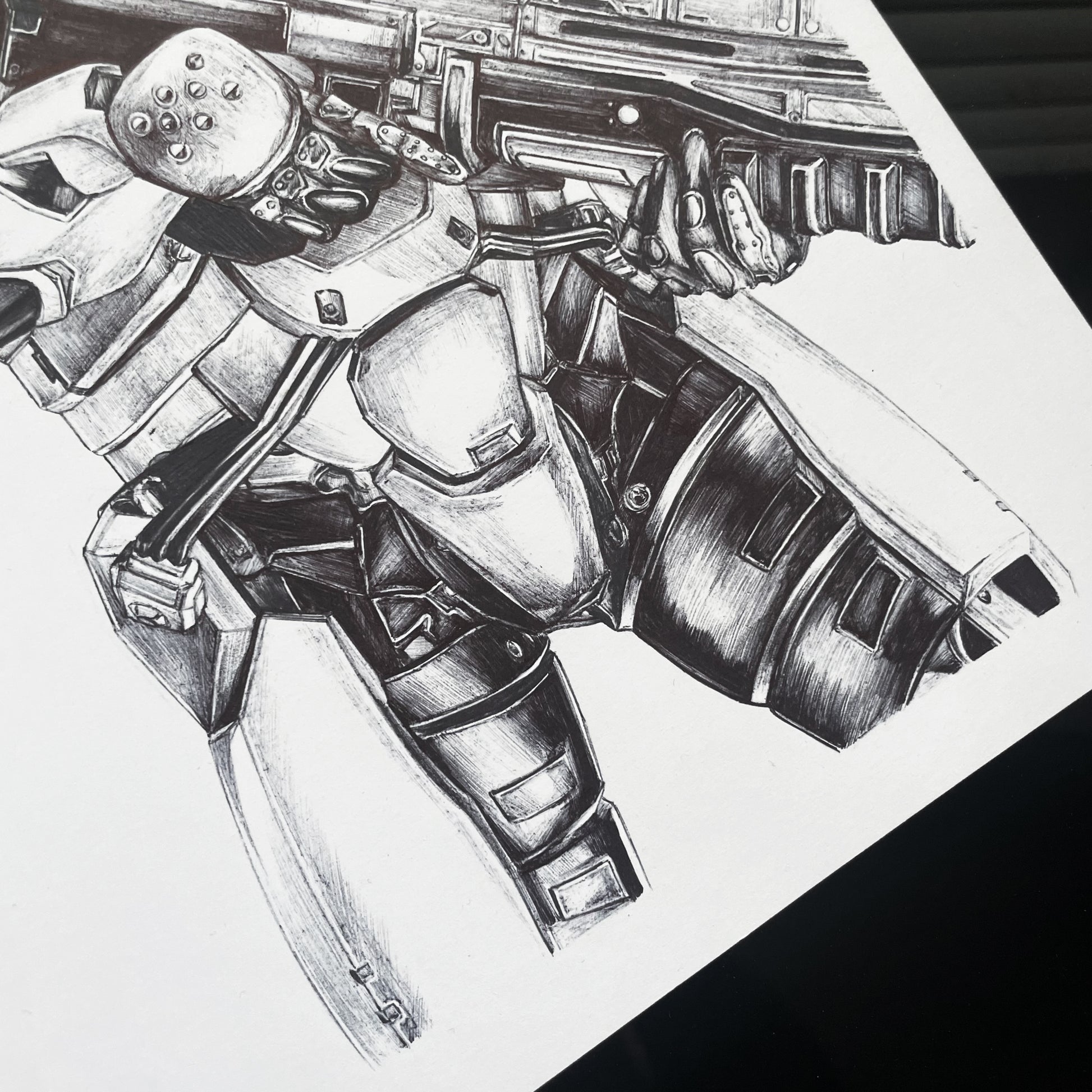 Closeup on torso of Kurt Ambrose, or SPARTAN-051 art print/poster, powerfully captures the former leader of Green Team, decked out in his iconic SPI armor.