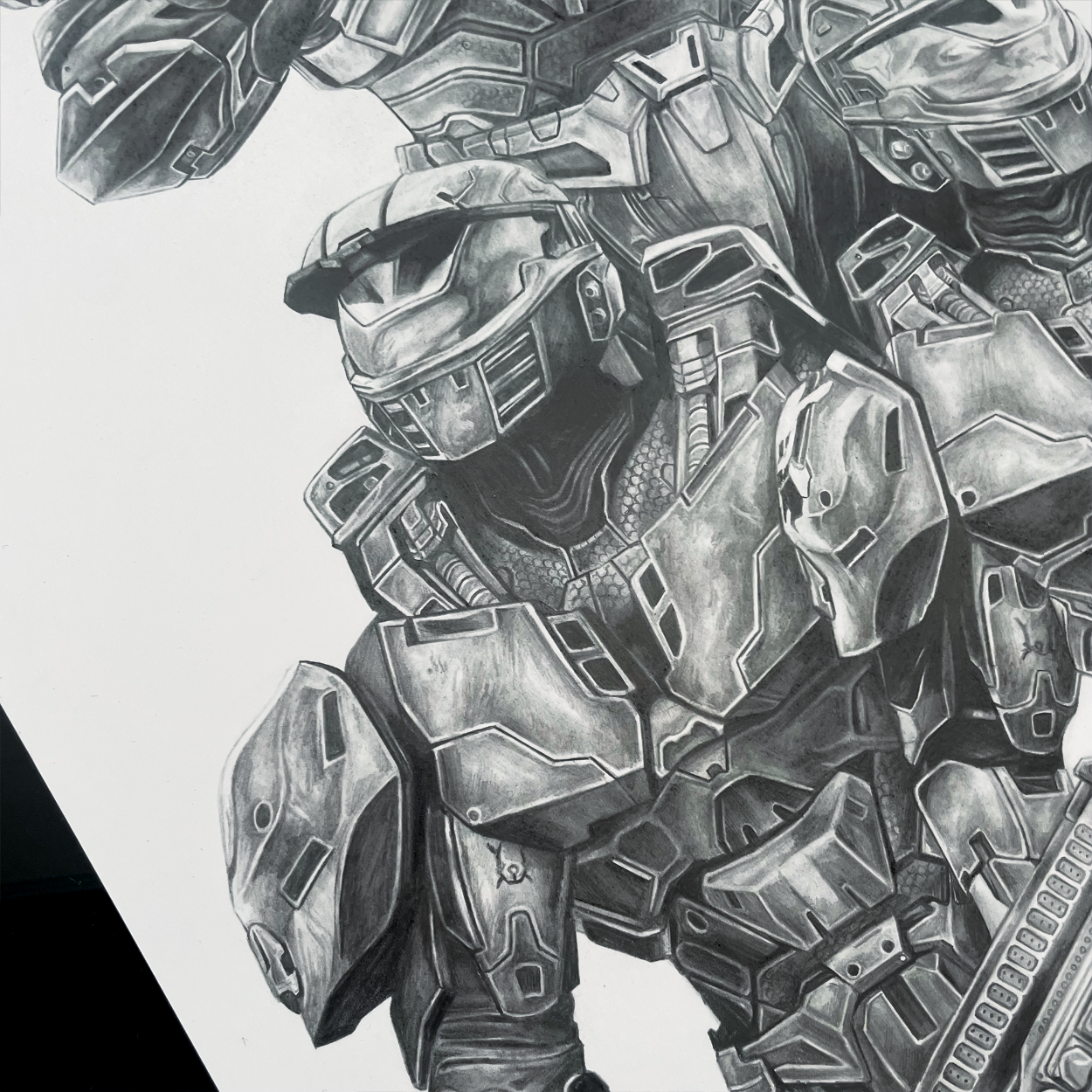 Halo Red Team Poster – Spartan Fan Art Print Inspired by Halo Wars closeup of bottom left