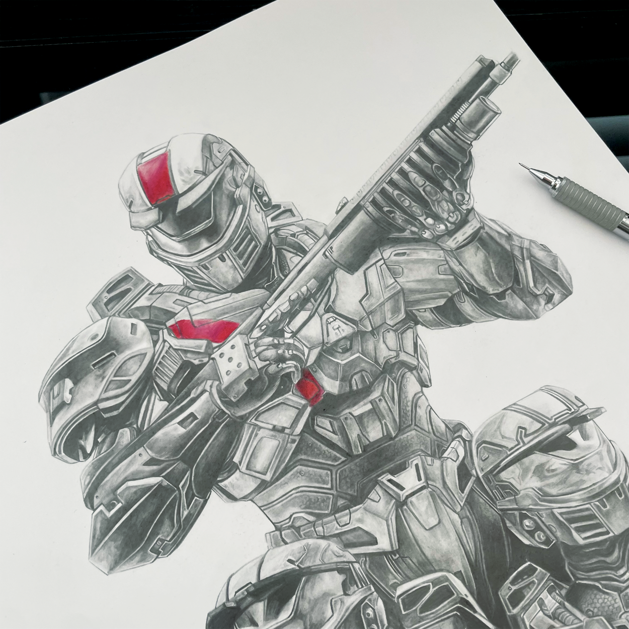 Halo Red Team Poster – Spartan Fan Art Print Inspired by Halo Wars closeup