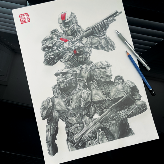 Halo Red Team Poster – Spartan Fan Art Print Inspired by Halo Wars