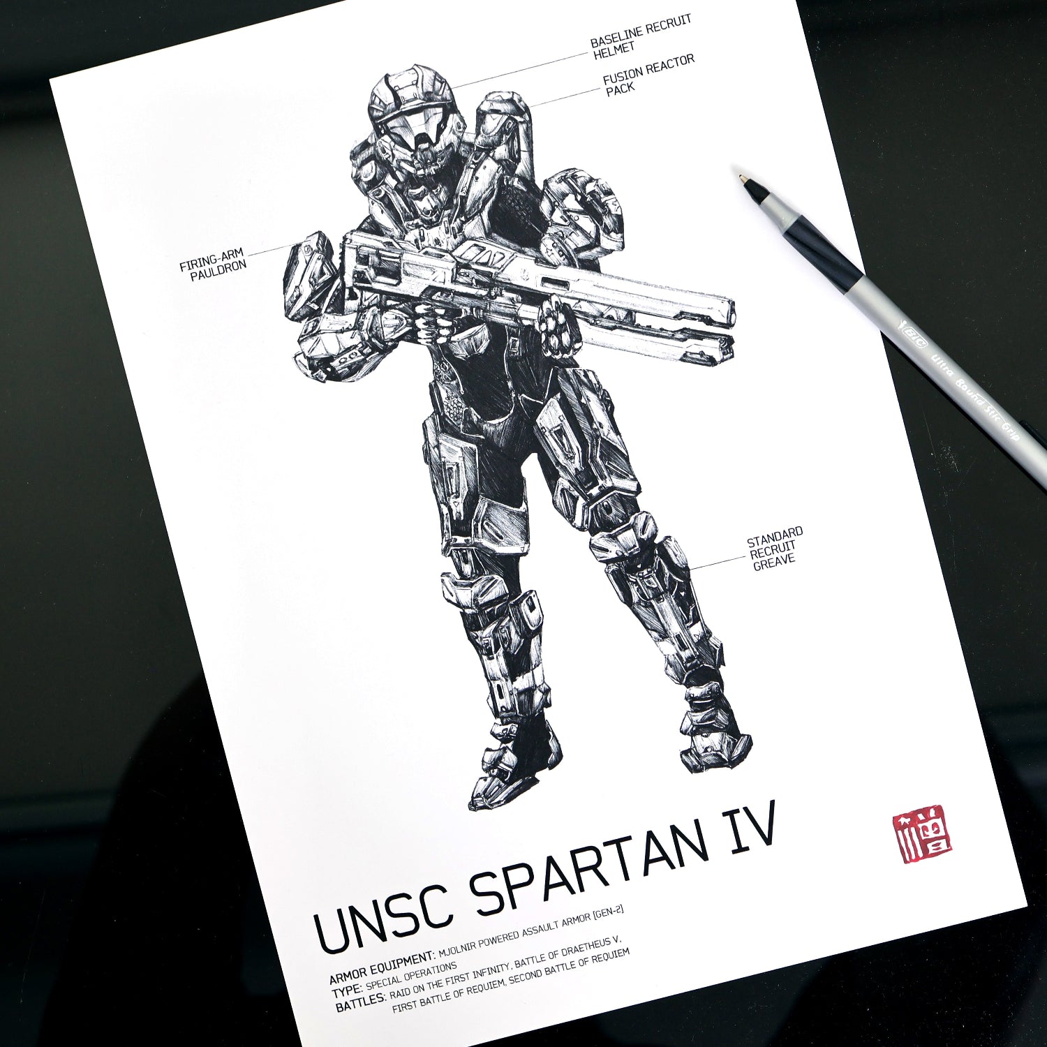 UNSC Spartan IV illustration with annotations.