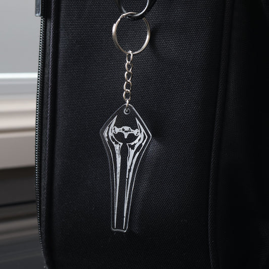 Halo-inspired Energy Sword keychain, clear acrylic design for everyday carry