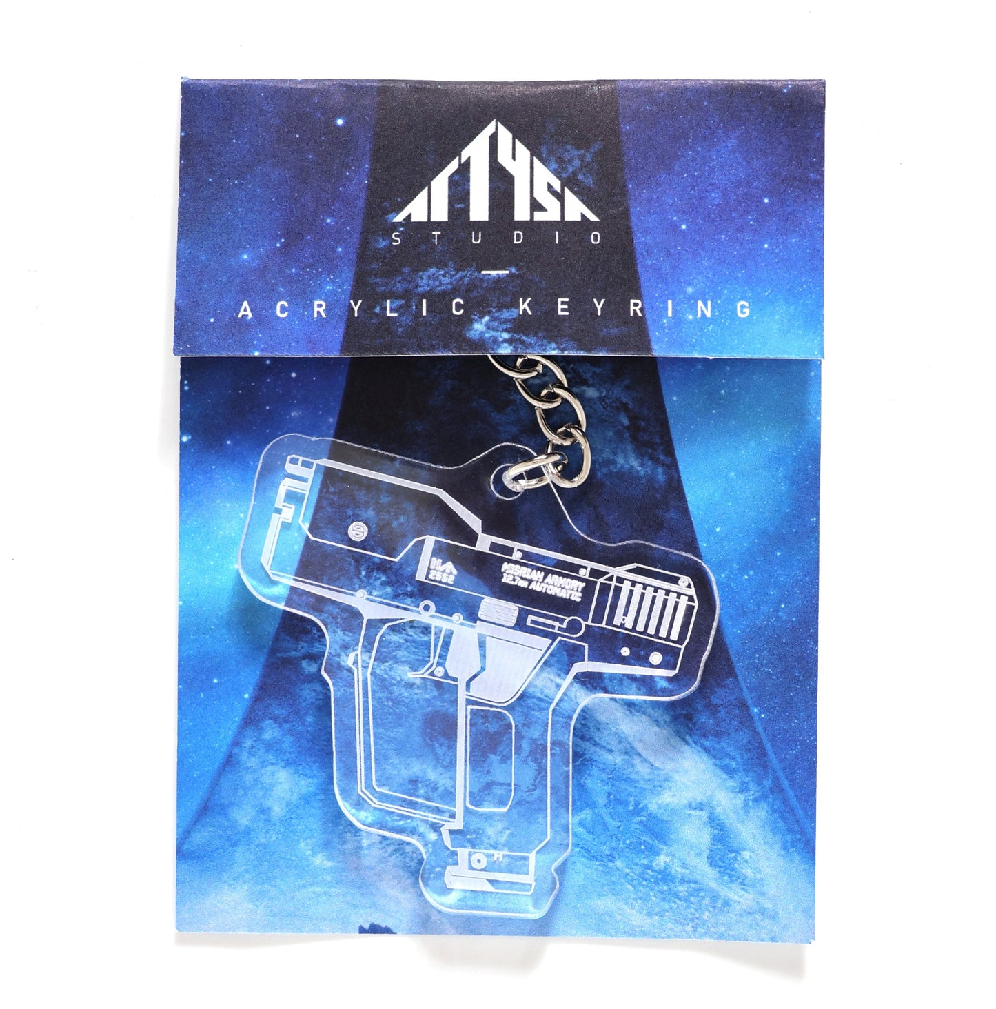 Halo Magnum Pistol acrylic keychain  with packaging
