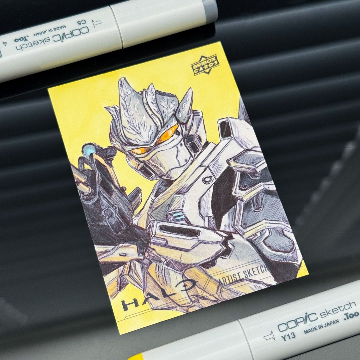 Premium Halo sketch card featuring  Hayabusa illustration.
