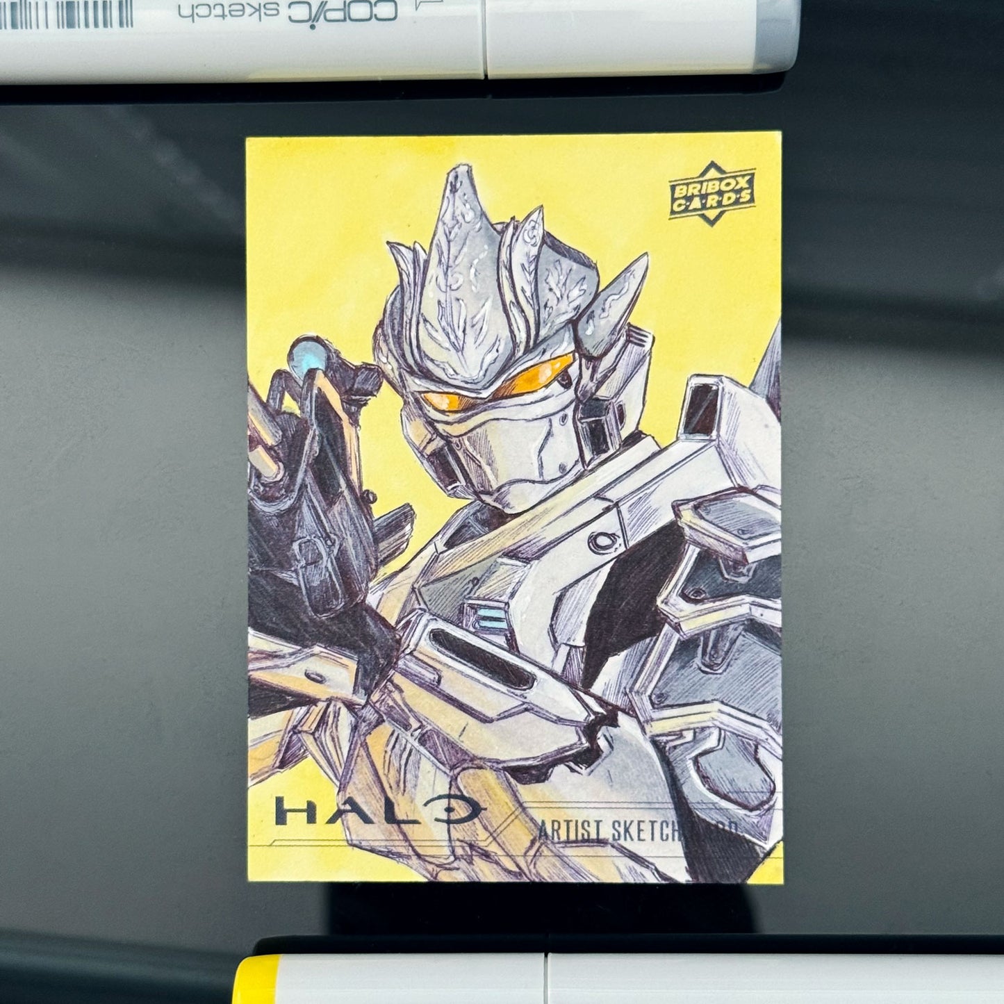 Halo Hayabusa Spartan sketch card - hand-drawn collectible art from Artysn Studio.