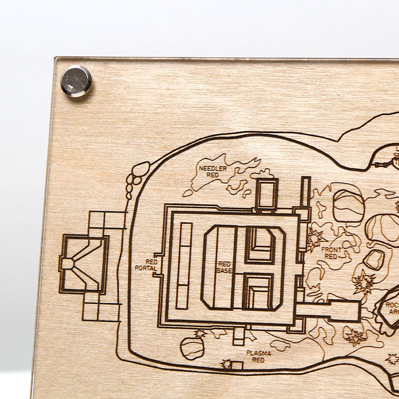 Top left corner closeup of laser‑engraved Battle Creek map on LayaBoard.