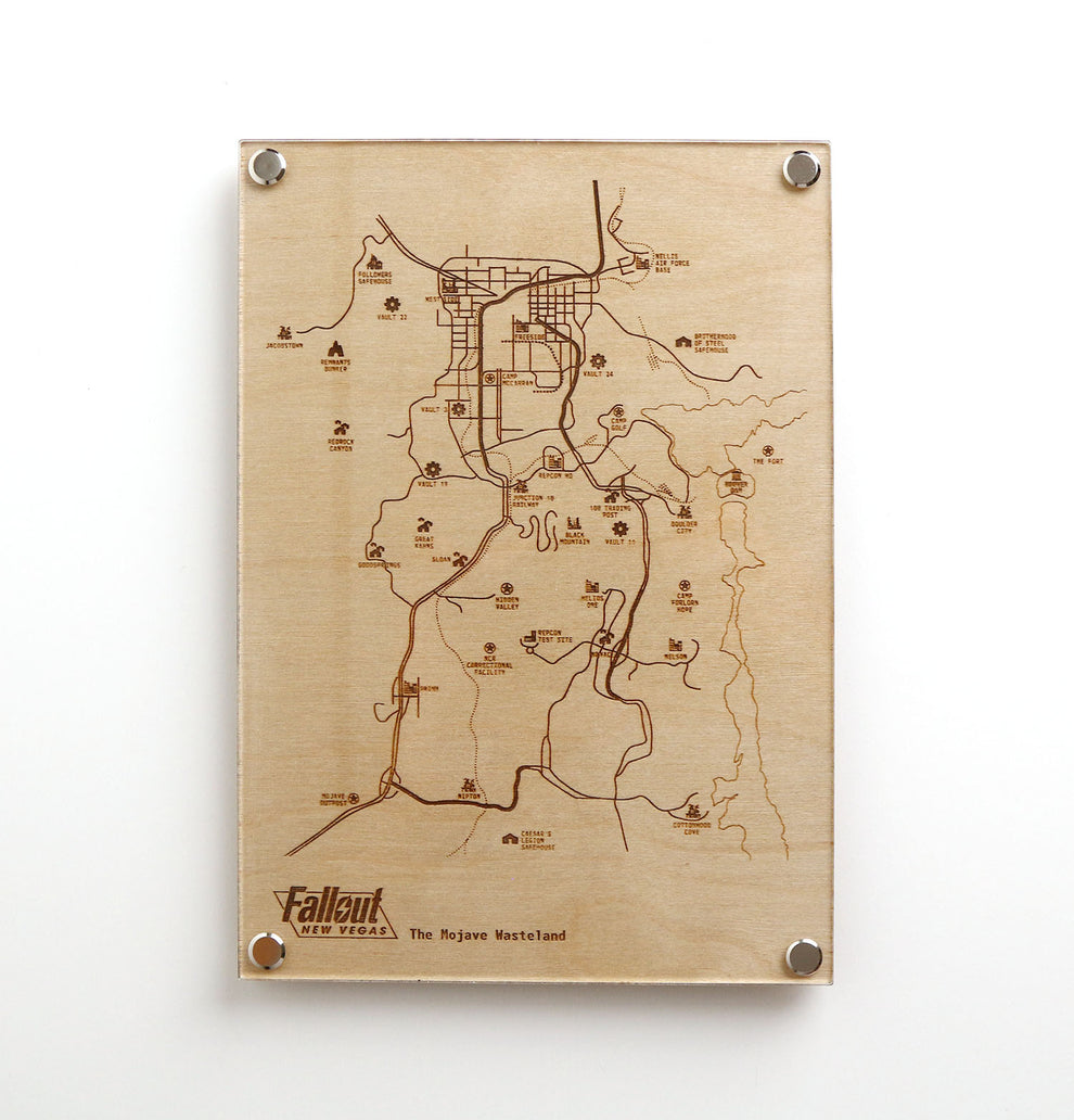 Laser‑Engraved Mojave Wasteland Map | Fallout New Vegas LayaBoard Art ...