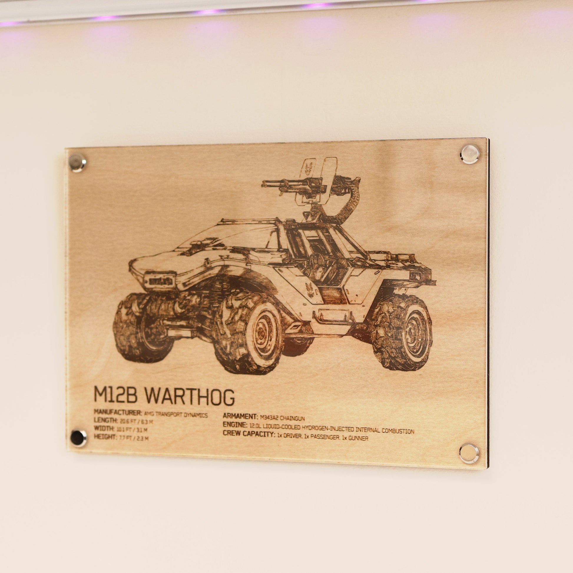 Halo M12B Warthog wall art collectible – engraved LayaBoard plaque