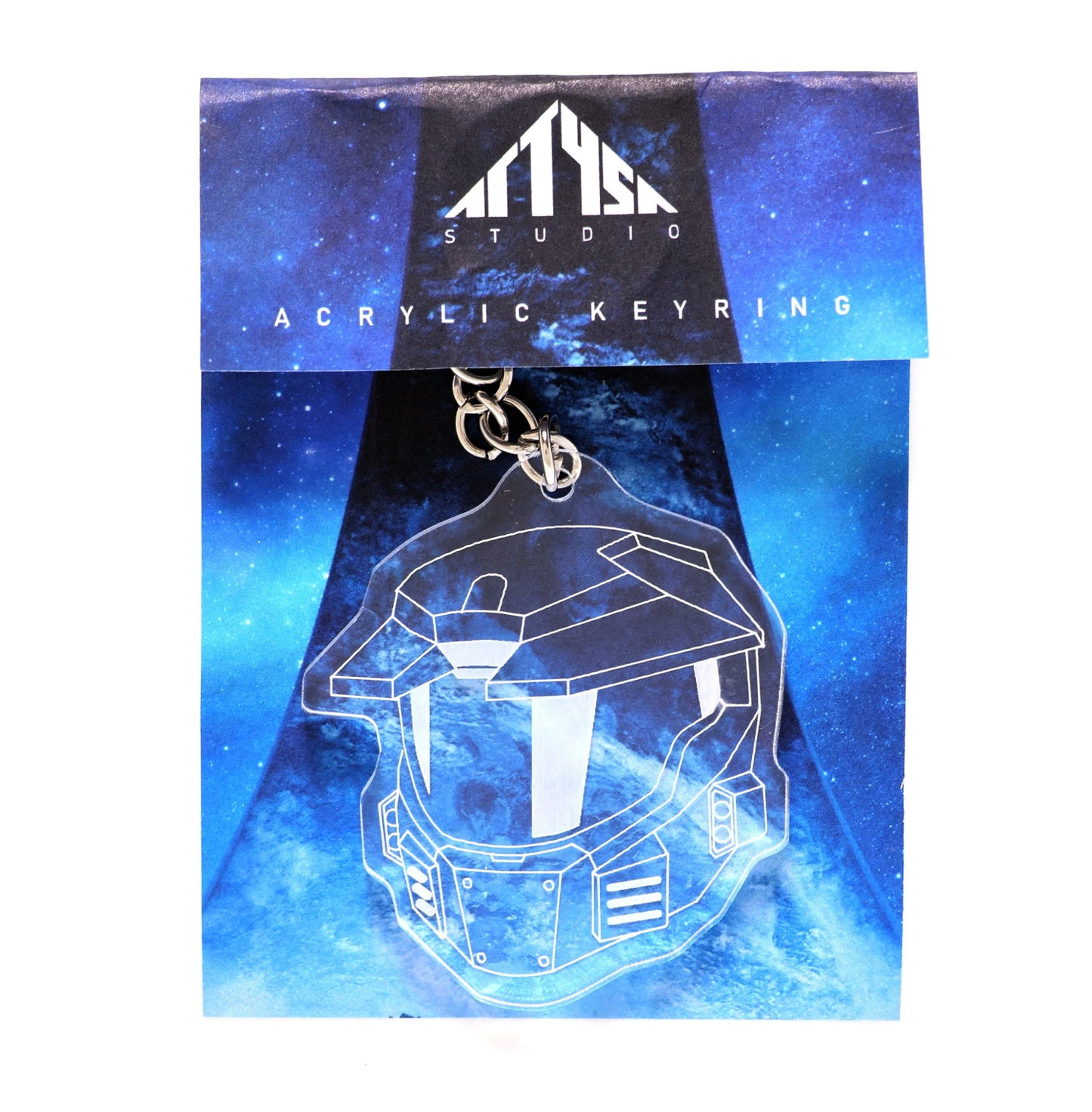 Halo Master Chief Helmet Mark V acrylic keyring with packaging