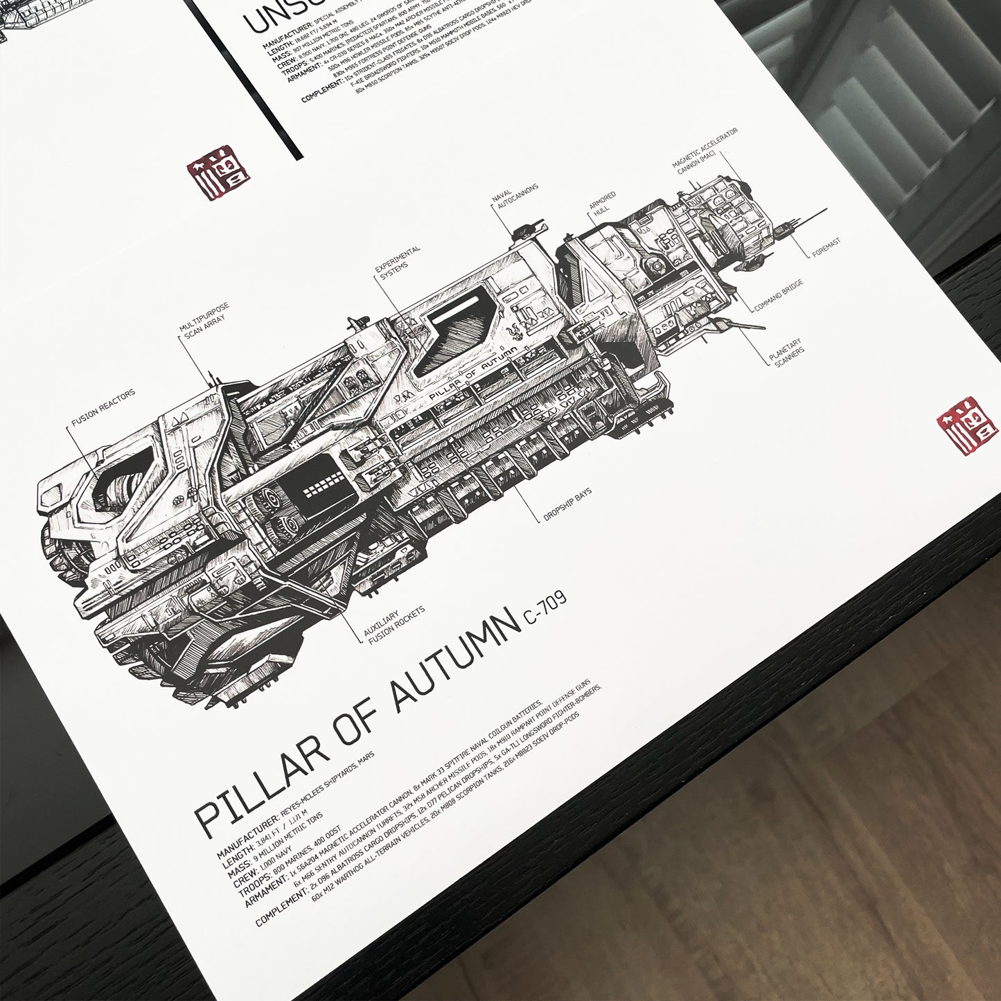 Halo Art Print - UNSC Ship Diagram Bundle | Inspired by Halo