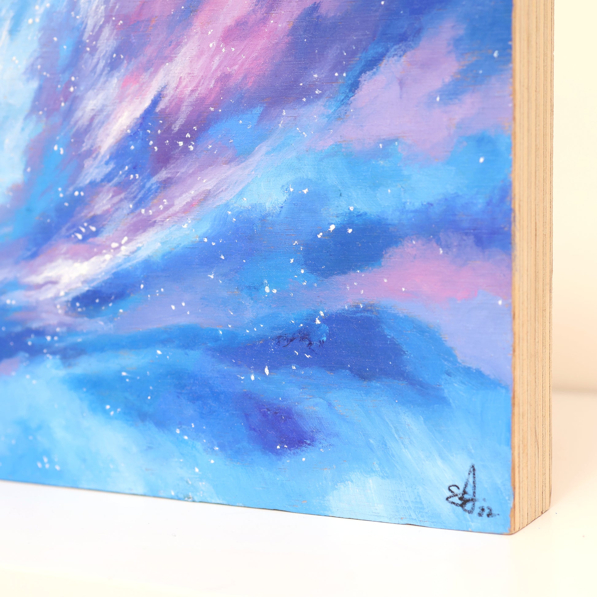 Right corner closeup of Sky Above, Voice Within – Elder Scrolls V: Skyrim Oil Painting on Wood Panel