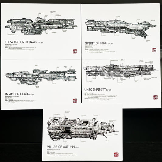 Halo Art Print - UNSC Ship Diagram Bundle | Inspired by Halo