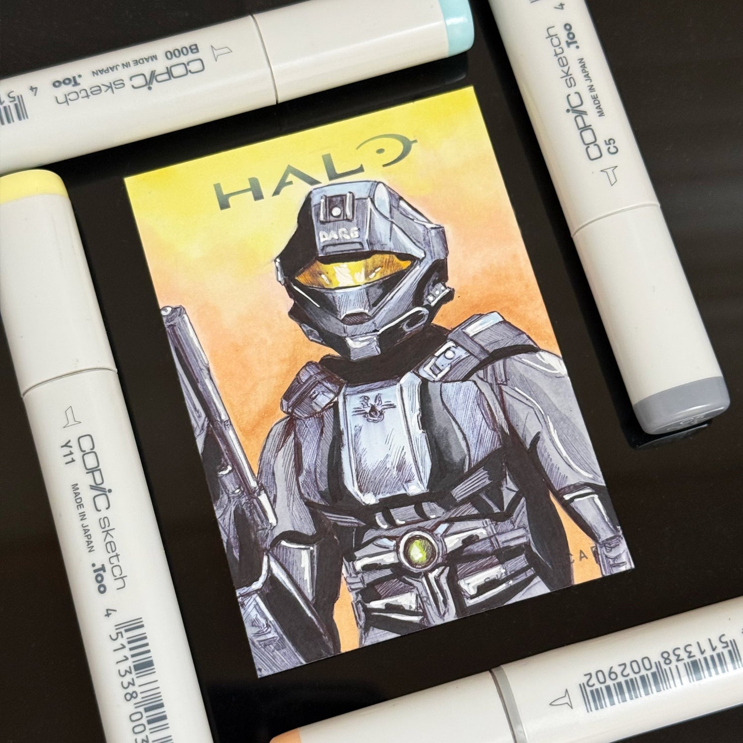 One‑of‑a‑kind Veronica Dare Halo art card with crisp, hand‑drawn portrait.