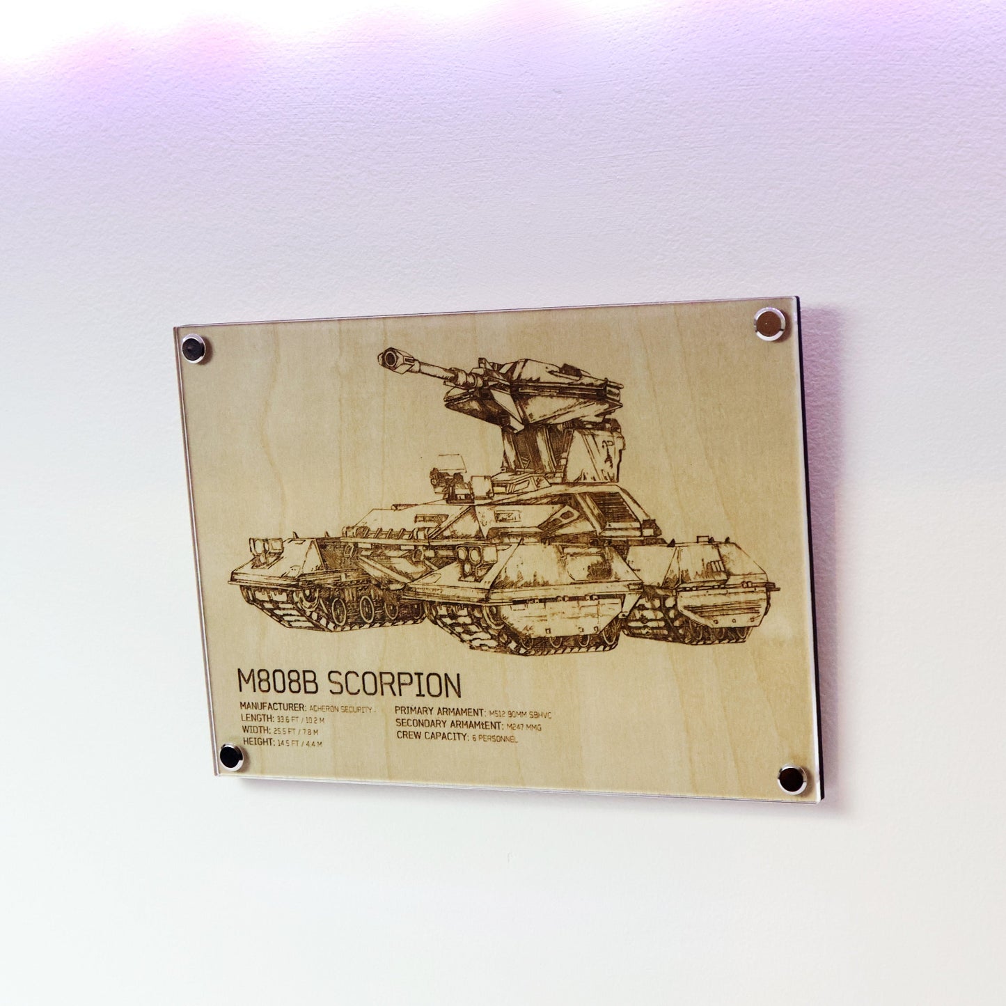 Laser Engraved Plaque - M808B Scorpion Diagram |  LayaBoard Art Inspired by Halo