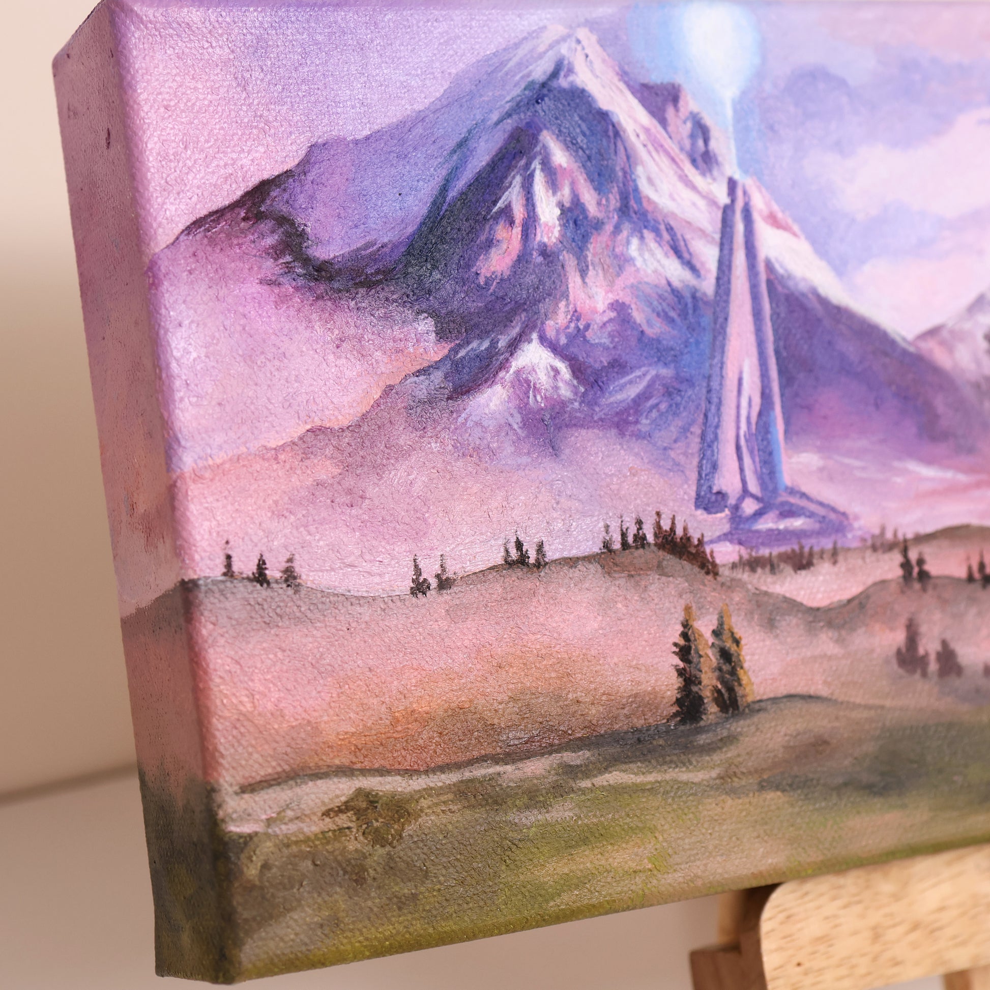 Left corner closeup of Zeta Halo oil painting by Entransing